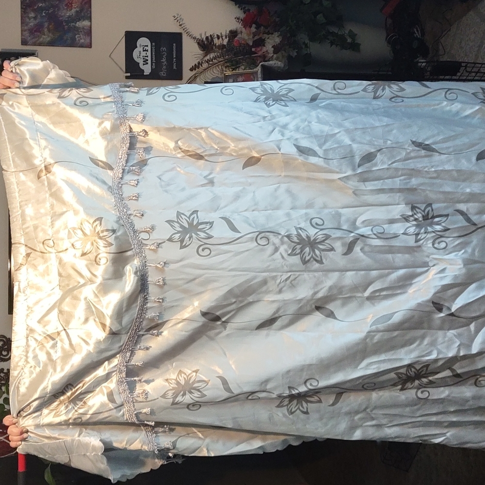 Silver silk curtains